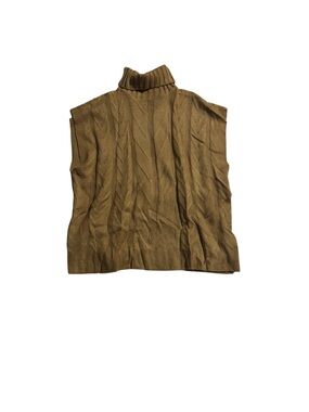 SHEIN Camel Cable Knit Turtleneck Sweater Vest